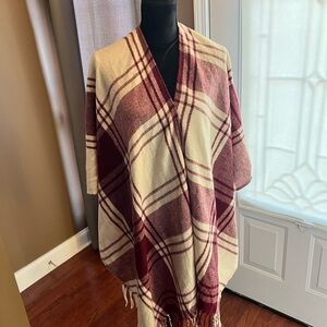 Banana Republic Burgundy and Cream Poncho